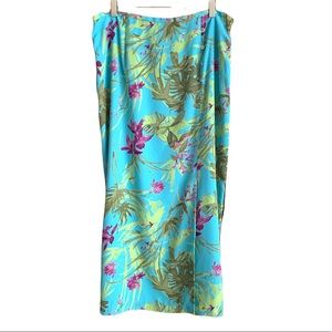 Vintage Crazy Horse Tropical Floral Print Maxi Skirt